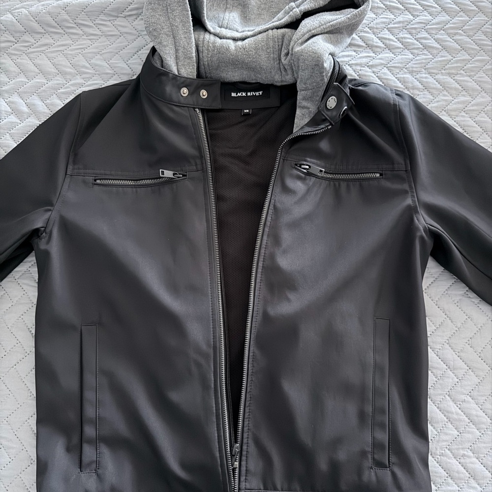 Black Rivet all weather jacket with removeable hoodie